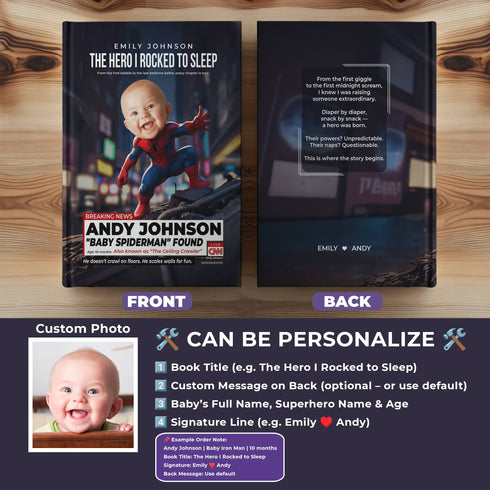 Personalized Baby Spiderman Notebook – Custom Superhero Journal with Baby Photo & Name